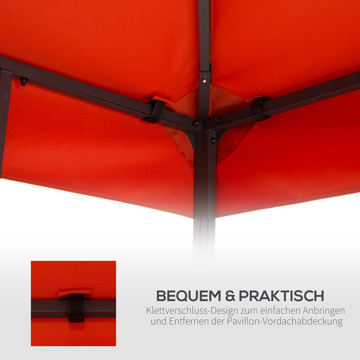 ERSATZDACH für Pavillon 300/300 cm mit Doppeldach, wasserabweisendem Polyester und UV-Schutz, Rot - Rot, Textil (300/18/300cm) - Redom