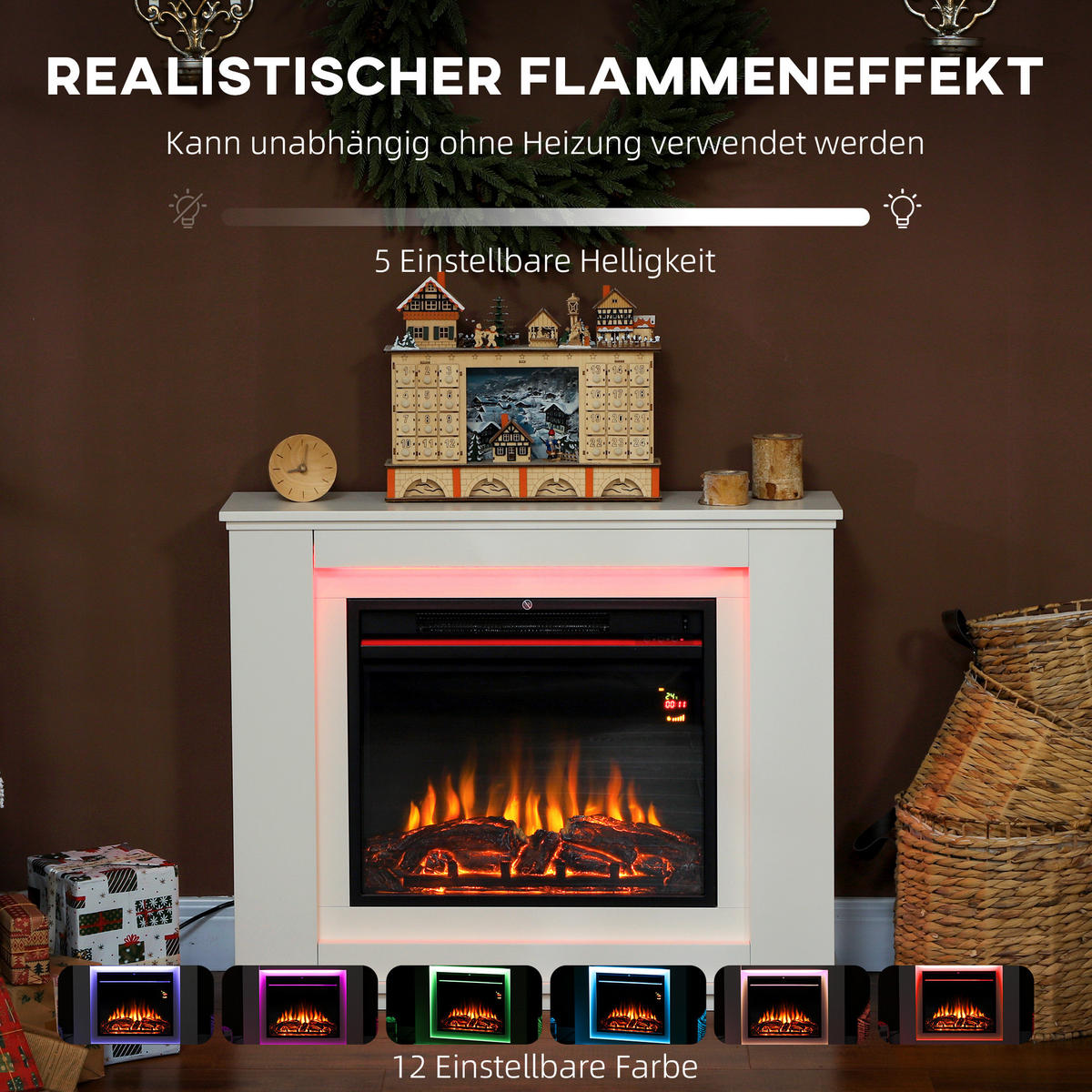 ELEKTROKAMIN MDF Stahl Weiß - Weiß, Holzwerkstoff (25/80/98cm) - HOMCOM