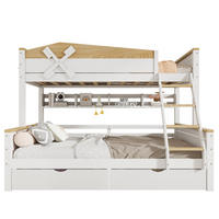 ETAGENBETT 90/200 cm & 140/200 cm in Weiß & Natur mit Regalen, 2 Schubladen und Schrägleiter - Weiß, Holz/Holzwerkstoff (140/200cm) - STILVORA