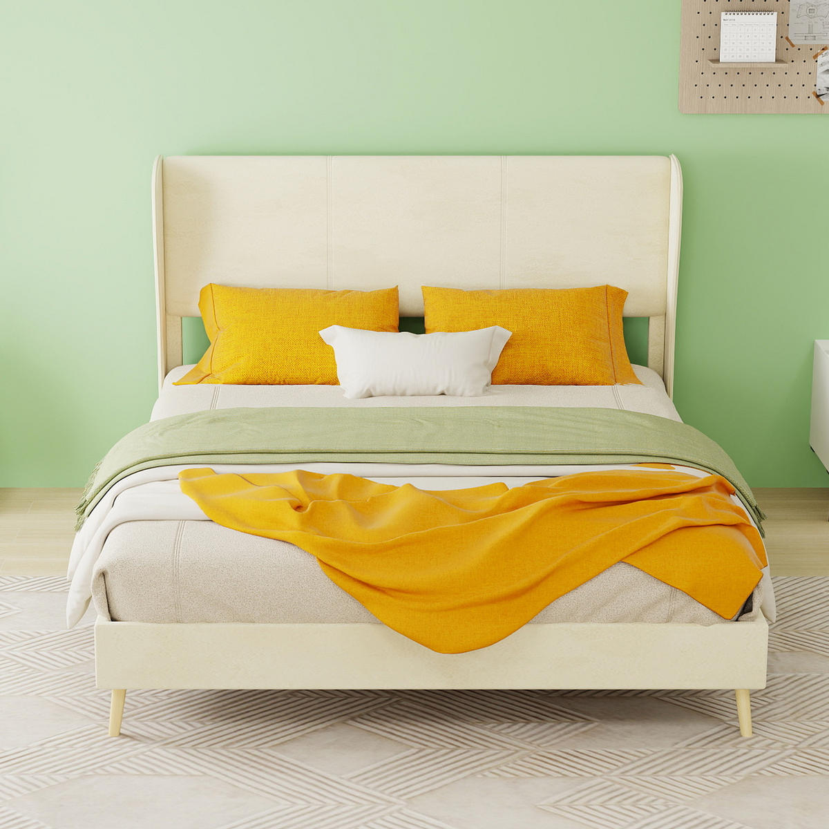 POLSTERBETT 140/200 cm DE-35481 mit Kopfteil Beige - Beige, Metall (140/200cm) - ComfortXL