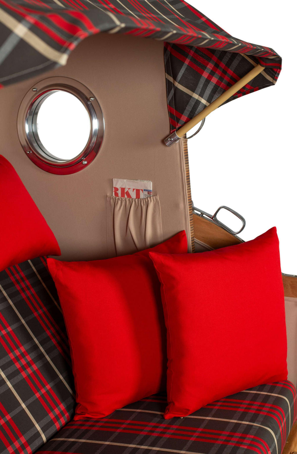 STRANDKORB XXL Düne Grande Teak Banana - Rot/Braun, Metall (142/170/95cm) - Mr. Deko