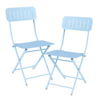 GARTENKLAPPSTUHL-SET 2 TLG. Sande - Hellblau, Metall (42/84.5/50cm) - [en.casa]