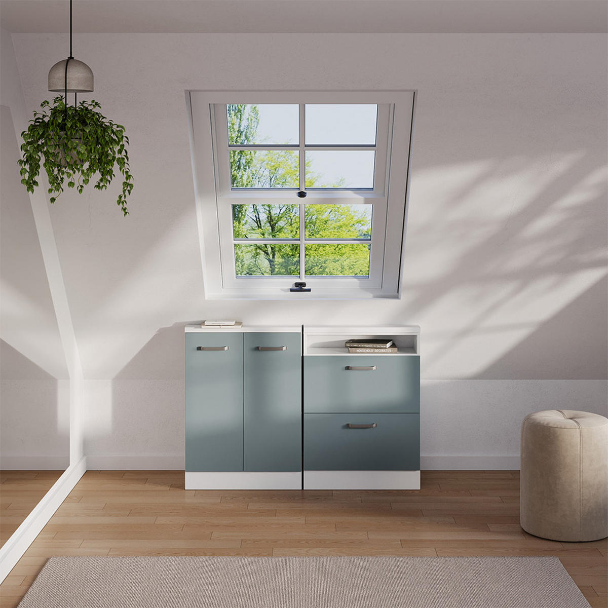 ŠIKMÁ SKŘÍŇ Rion Modrošedá/bílá - bílá/šedohnědá, kompozitní dřevo (60/81.6/46cm) - Vicco