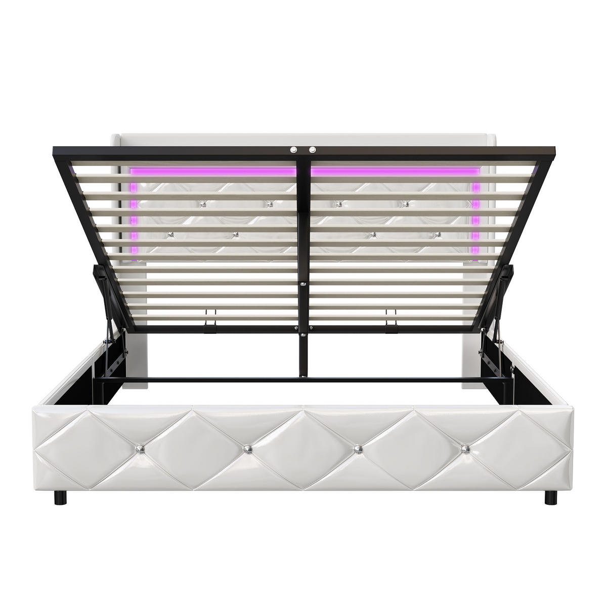 POLSTERBETT Kunstleder 140x200 cm mit LED und USB Funktion Weiß - Weiß, Holzwerkstoff (140/200cm) - Novahome