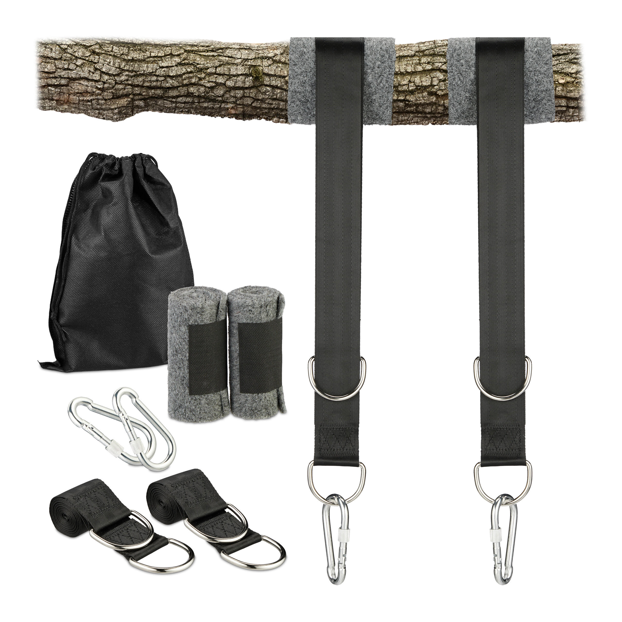 7-TLG.HÄNGEMATTENAUFHÄNGUNG-SET - Multicolor, Textil/Metall (5cm) - Relaxdays