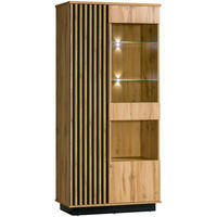 GLASVITRINE Lamia Wotan Eiche / schwarz 60 / 40 / 193cm - Eiche Wotan/Schwarz, Holz/Holzwerkstoff (90/193/52cm) - Feldmann-Wohnen