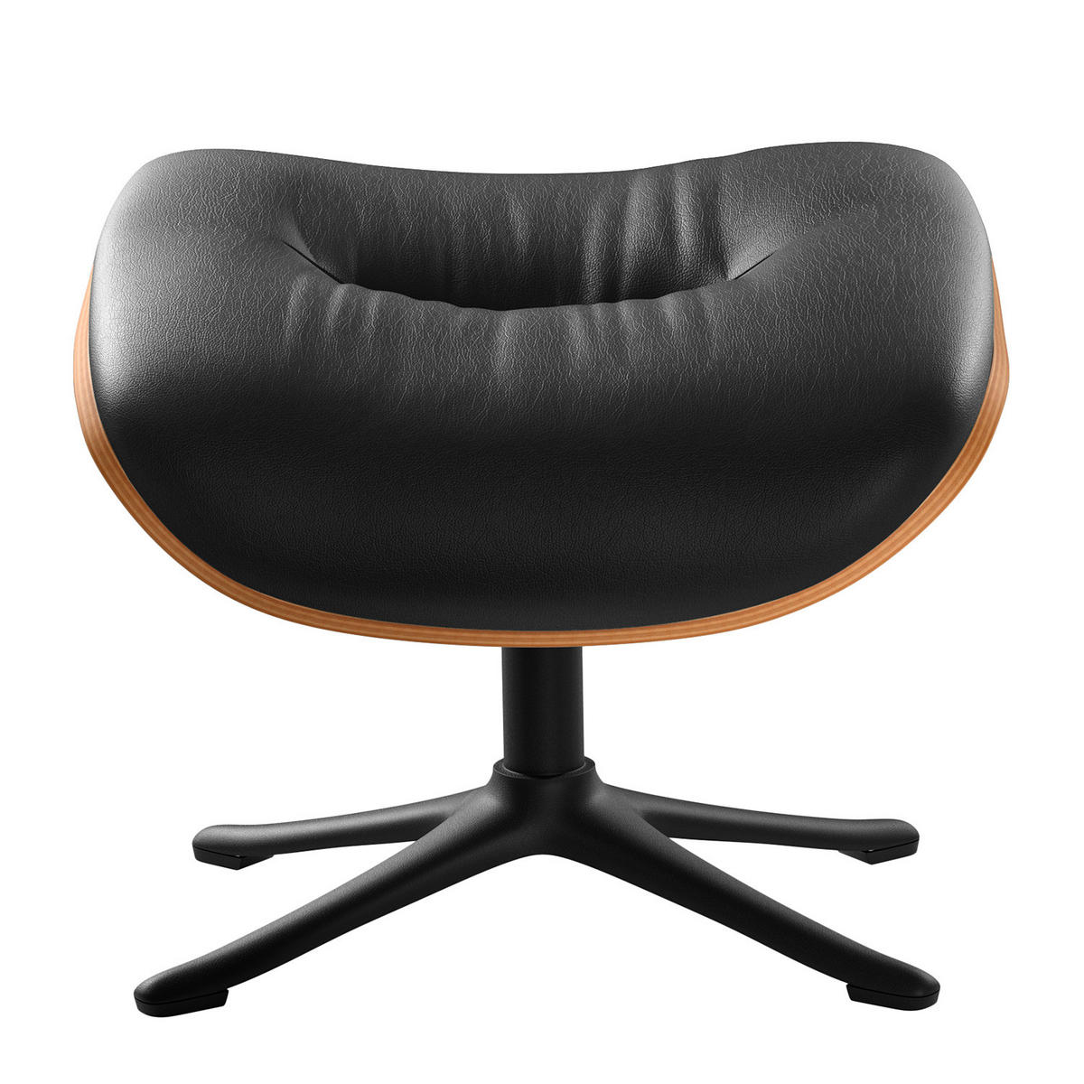 POLSTERHOCKER - Schwarz, Leder/Metall (44/39/42cm) - home24