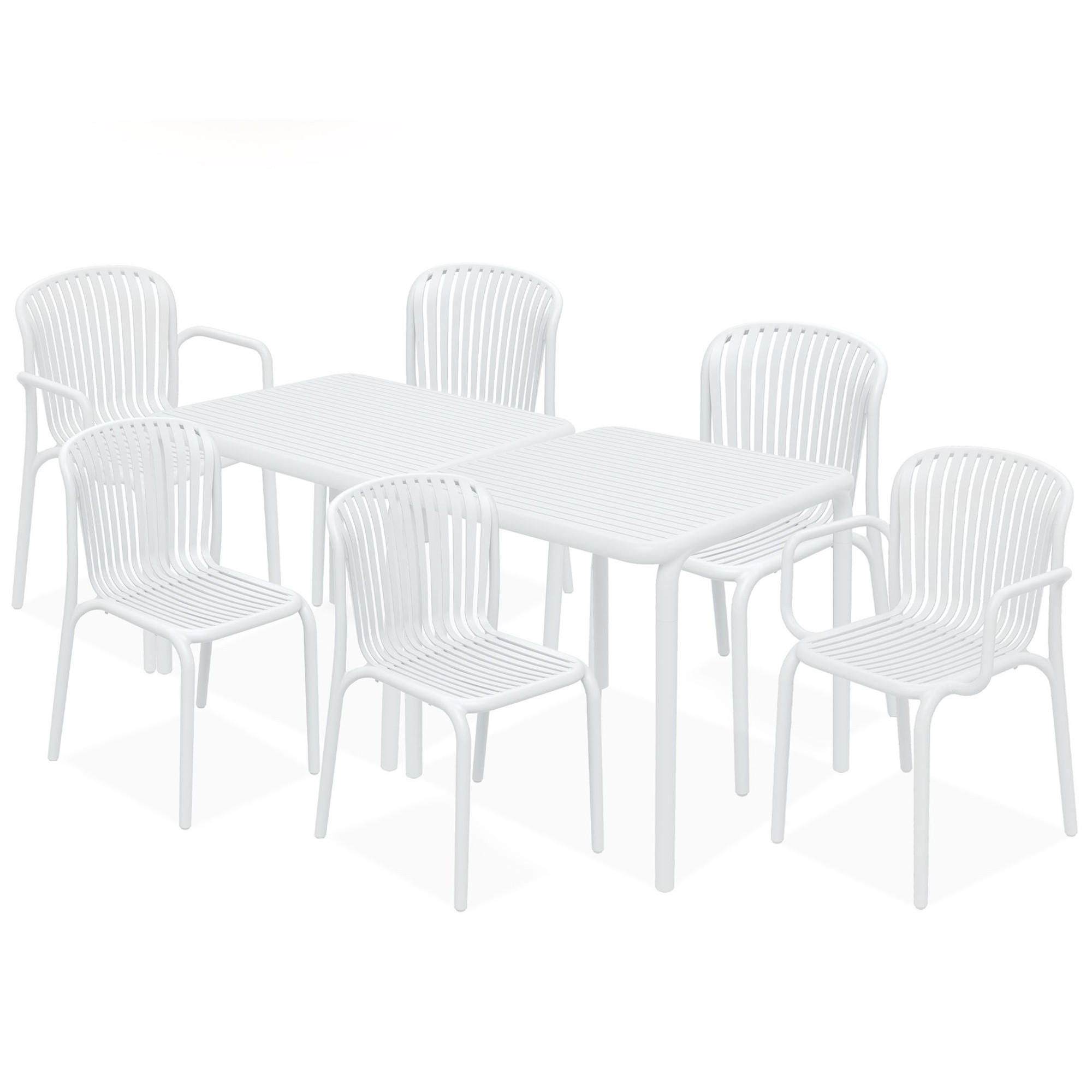 GARTEN ESSGRUPPE FICCARI, Gartenmöbel-Set 8-tlg, Weiß - Weiß, Kunststoff - KONSIMO®