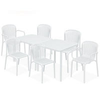 GARTEN ESSGRUPPE FICCARI, Gartenmöbel-Set 8-tlg, Weiß - Weiß, Kunststoff - KONSIMO®