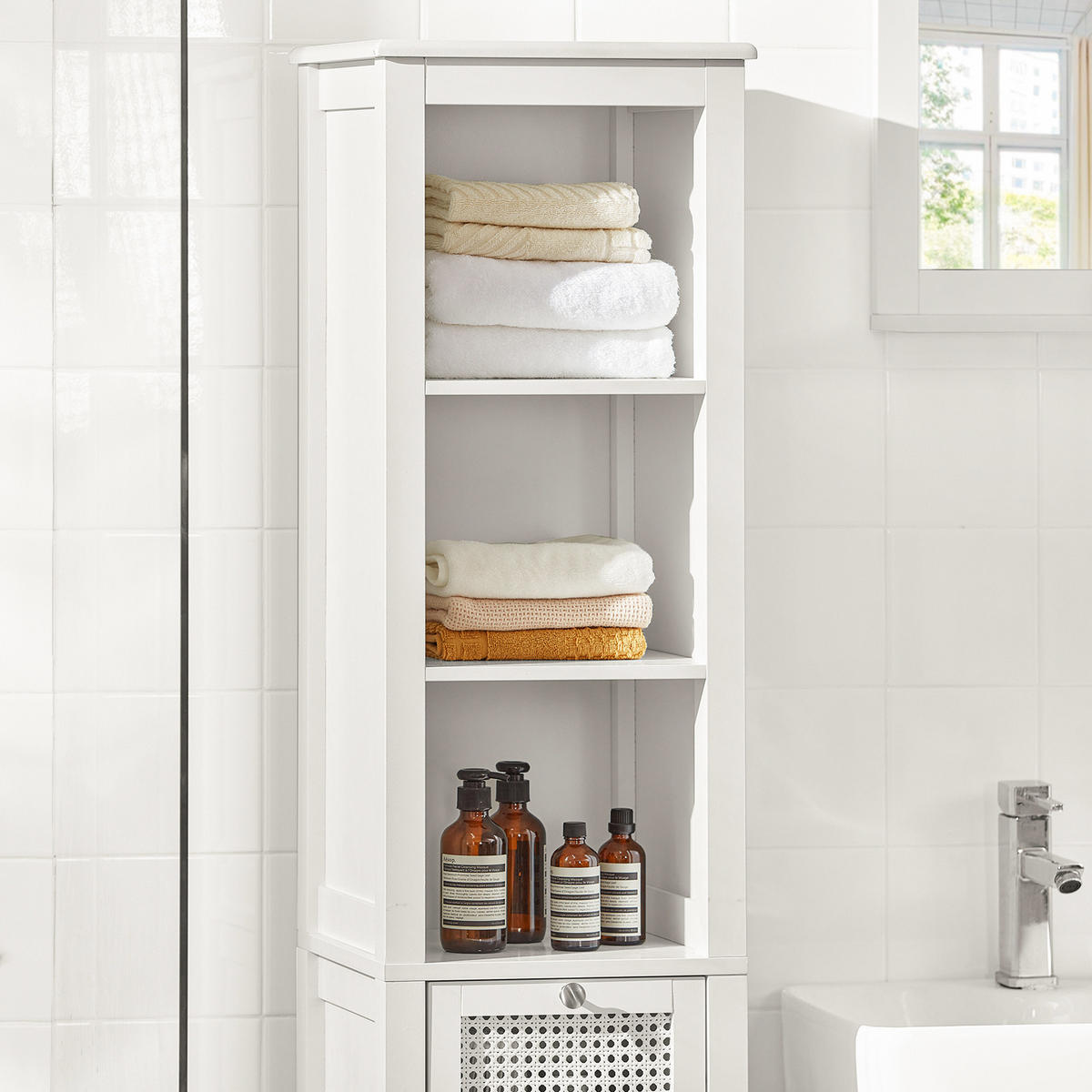 HOCHSCHRANK Weiß - Weiß, Holzwerkstoff (35/161/32cm) - SoBuy