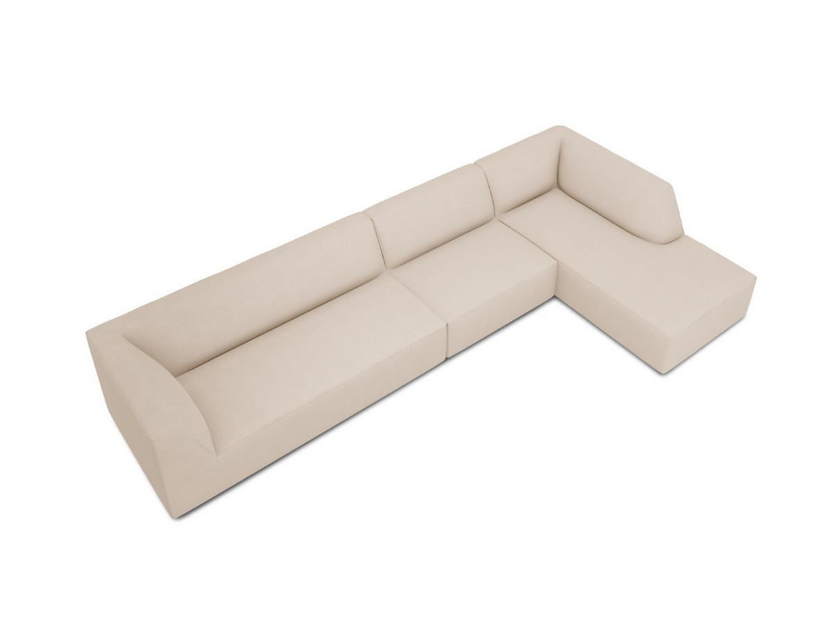 ECKSOFA rechts Ruby aus strukturiertem Stoff beige 5 Sitzplätze - Beige/Creme, Textil (180/366cm) - Micadoni