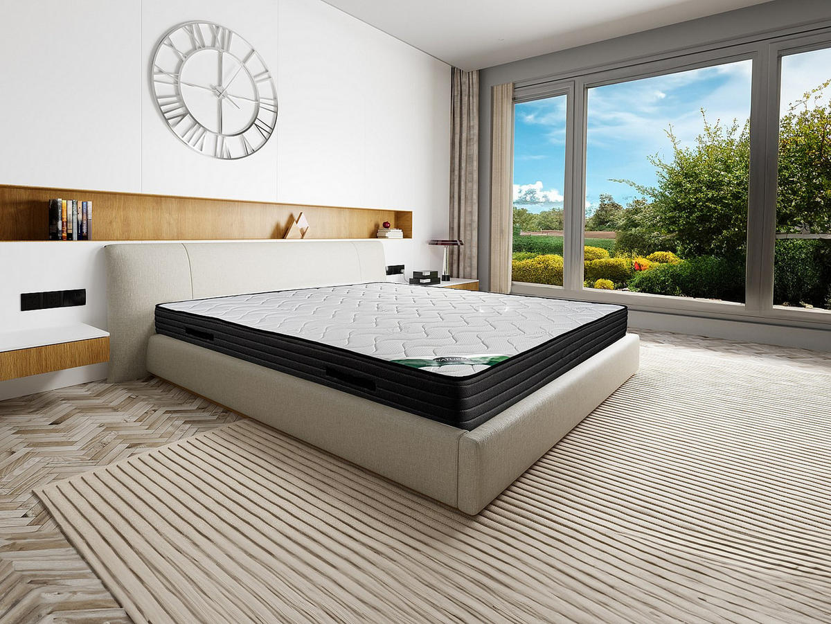 STANDARDMATRATZE - 2 Personen - stoff - weiß Berendi - Weiß, Textil (180/200cm) - Vente-Unique