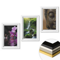 WANDBILDER 3er-Set - 20x30 cm Weißer Rahmen - Blumen, Wasserfall, Buddha-Felsen, Zen - Weiß, Kunststoff (20/30cm) - ArtPrintCave