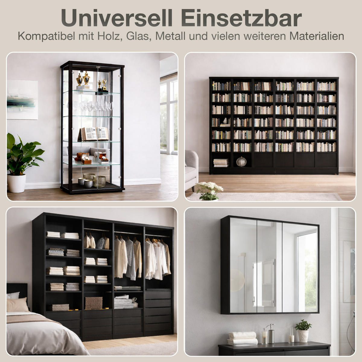 BODENTRÄGER 5x30 mm inkl Abdeckkappen für Glas und Holz - Silberfarben, Metall (0.3/0.5/1cm) - K-Möbel