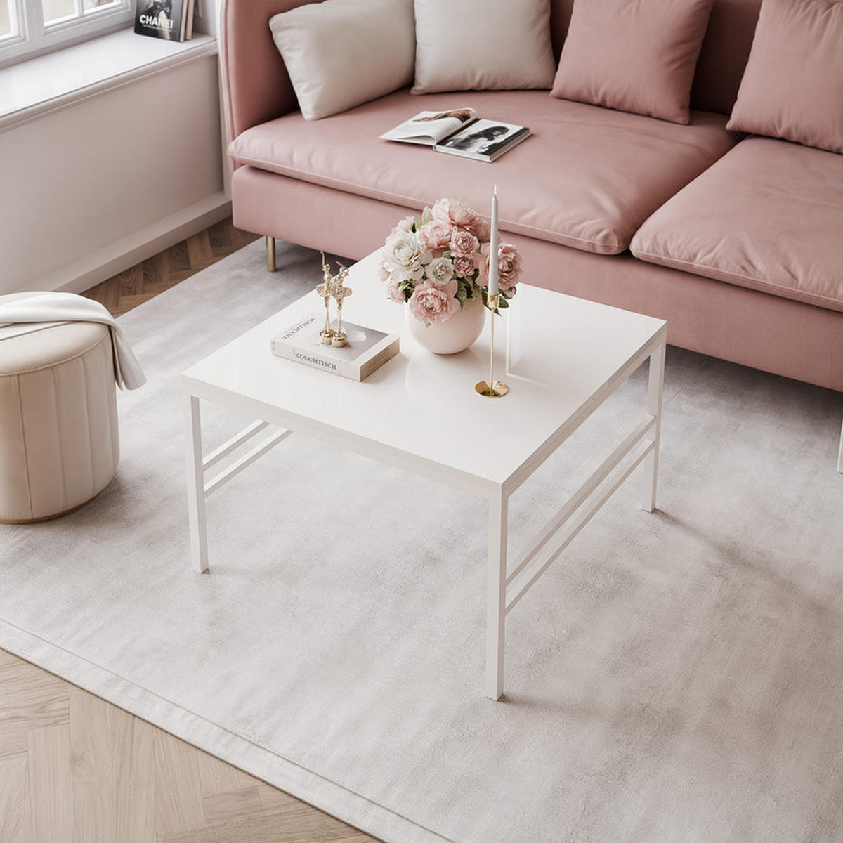 COUCHTISCH FORMA 70/70 cm Quadrat, Weiß Hochglanz - Weiß Hochglanz, Metall (70/70/46cm) - Idohome