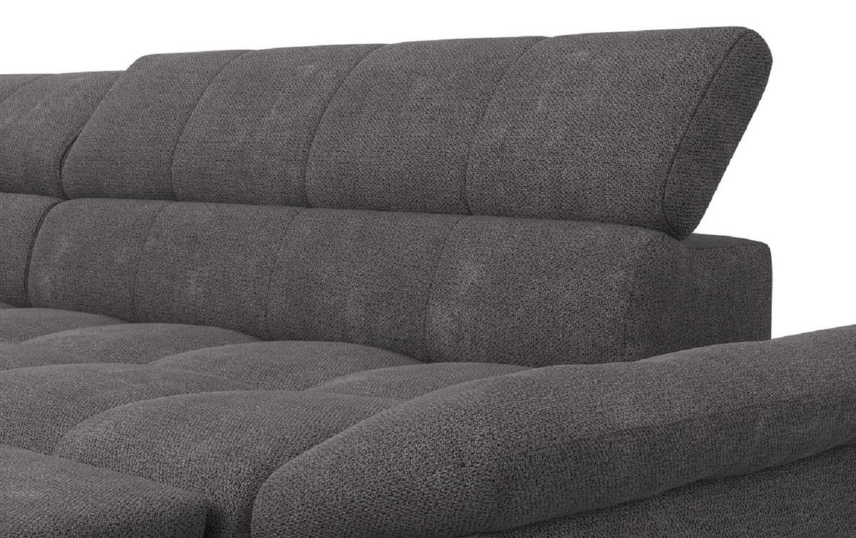 ECKSOFA mit Schlaffunktion und verstellbare Kopflehnen - Silberfarben/Graphitfarben, Textil/Metall (312/234cm) - Cotta