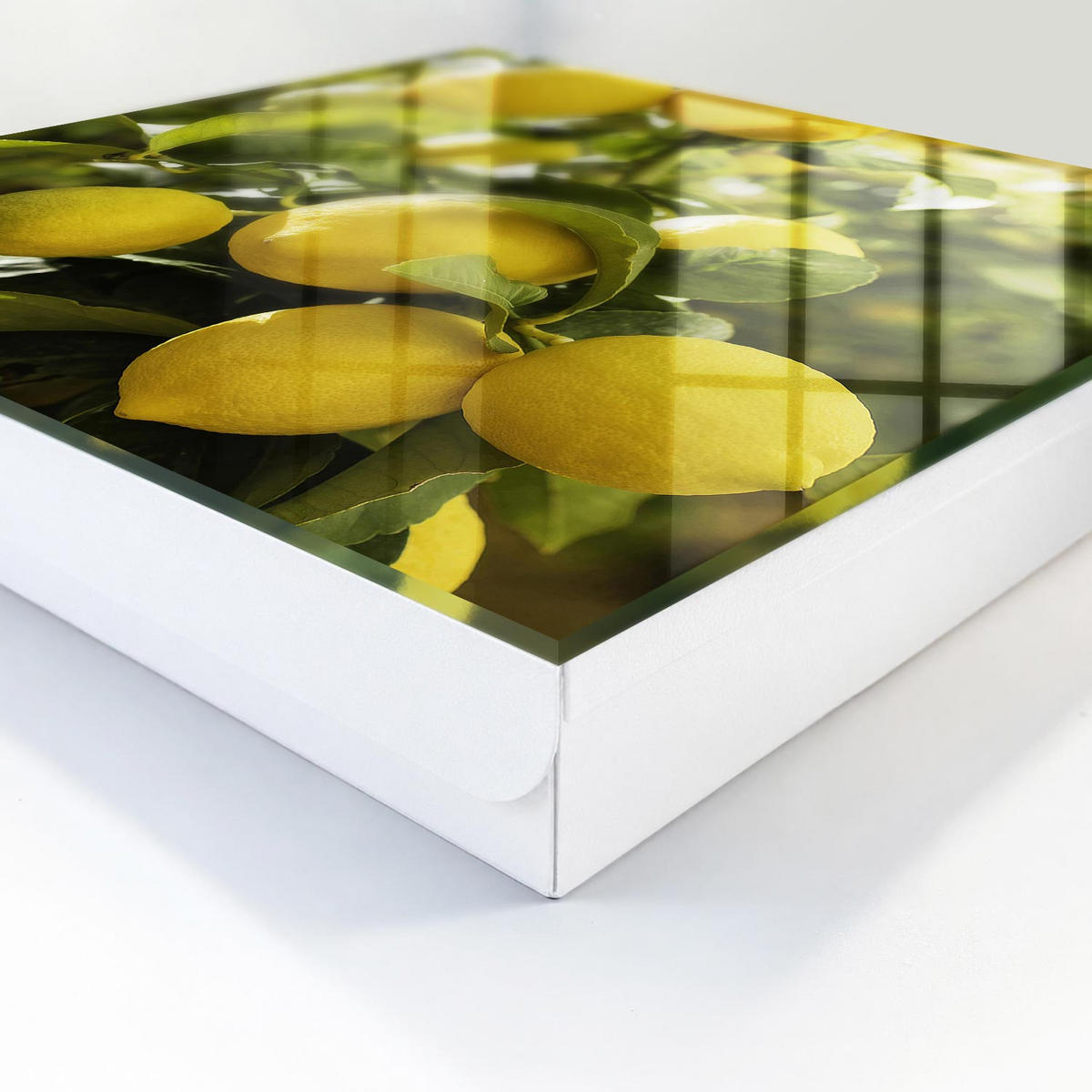 SCHLÜSSELBOX Weiß 30x30 cm – Türöffnung nach rechts - Saftige Frische - Gelb, Metall (30/30/5cm) - TULUP