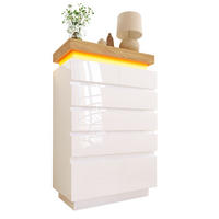 SIDEBOARD in Hochglanz mit 6 Schubladen und LED (App und Touch), 73/39/115 cm, Weiß - Weiß, Holzwerkstoff (73/115/39cm) - Redom