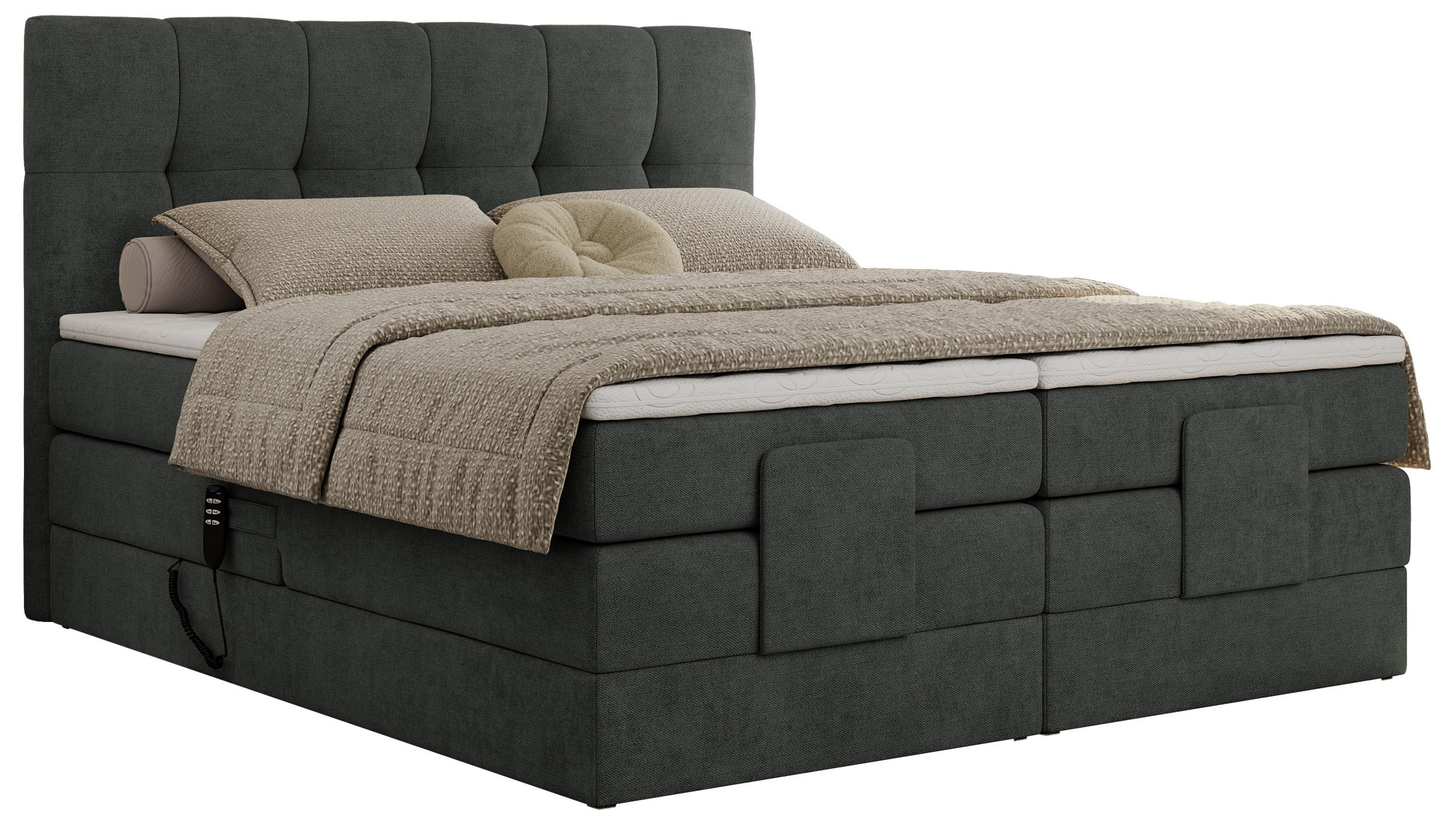 BOXBETT VITTORIA 140/200 - Dunkelgrau Struktur - H3 - Dunkelgrau, Holz/Textil (140/200cm) - MKS