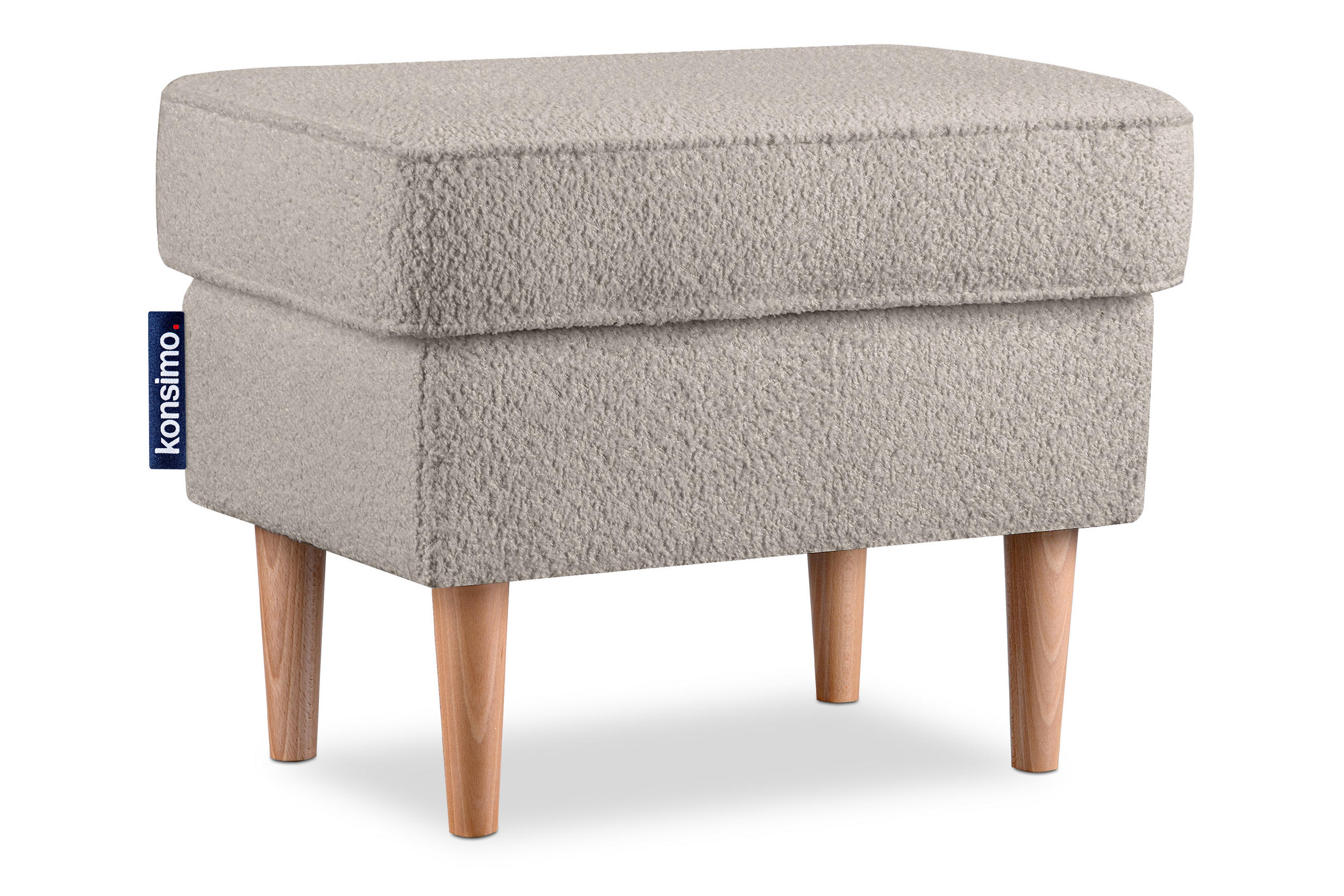 SITZHOCKER STRALIS zeitloses Design hohe Füße, beige - Beige, Textil (41/43/56cm) - KONSIMO®