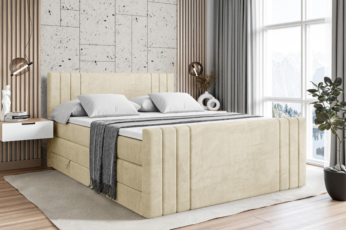 BOXSPRINGBETT IDRIKO-Z KING - 200x200 - H3/H4 - Beige - Beige, Holzwerkstoff (200/200cm) - ALTDECOR