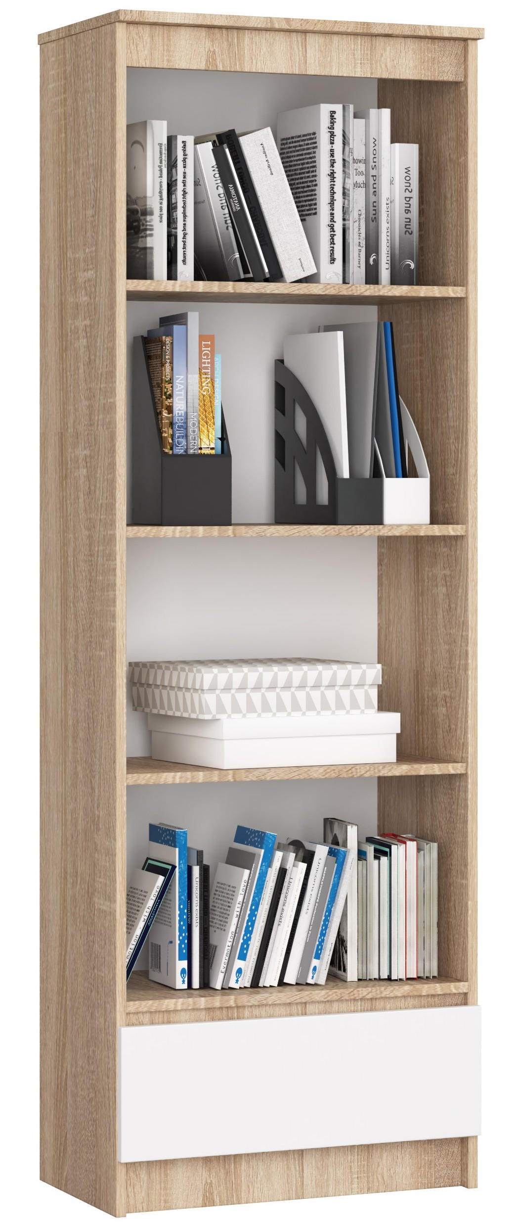 Akord Mehrzweckschrank Sonoma Eiche, Weiß 60x180x35 cm