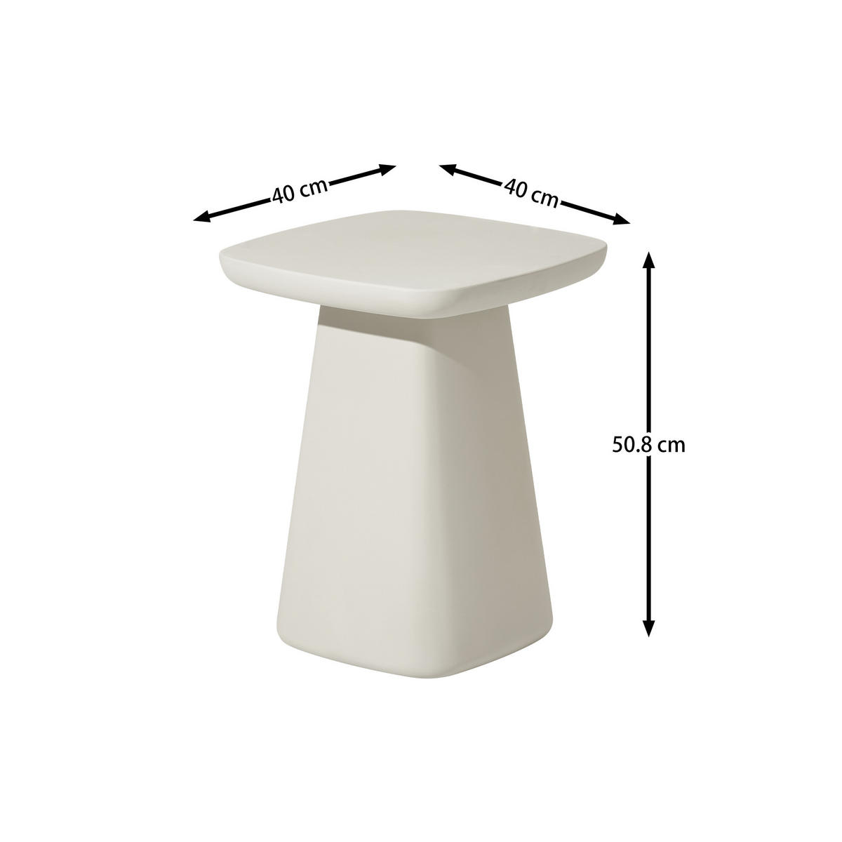 BEISTELLTISCH HORIZON 40/40/51 cm Beton, Weiß quadratisch - Weiß, Naturmaterialien (40/40/51cm) - Elementi