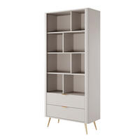 REGAL Vespasia 2S Beige 88,2/193,8/38 cm – Geriffelten Fronten - Beige/Goldfarben, Holzwerkstoff/Metall (88.2/193.8/38cm) - AX Living
