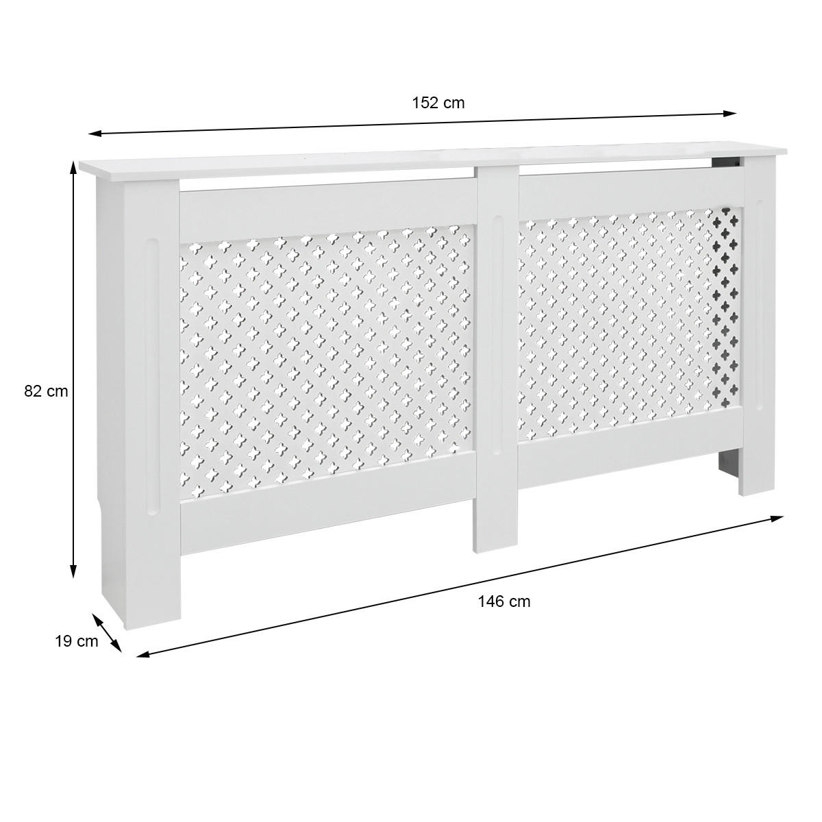 HEIZKÖRPERVERKLEIDUNG Wabenmuster 152 x 19 x 82 cm Weiß - Weiß, Holzwerkstoff (19/152/82cm) - ECD-Germany