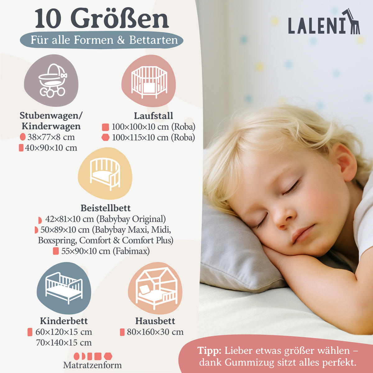 SPANNBETTLAKEN für Beistellbett & Stubenwagen – 100% Baumwolle, Atmungsaktiv & Weich, 100x115x10 cm, Elfenbein - Sandfarben, Textil (100/115cm) - Laleni