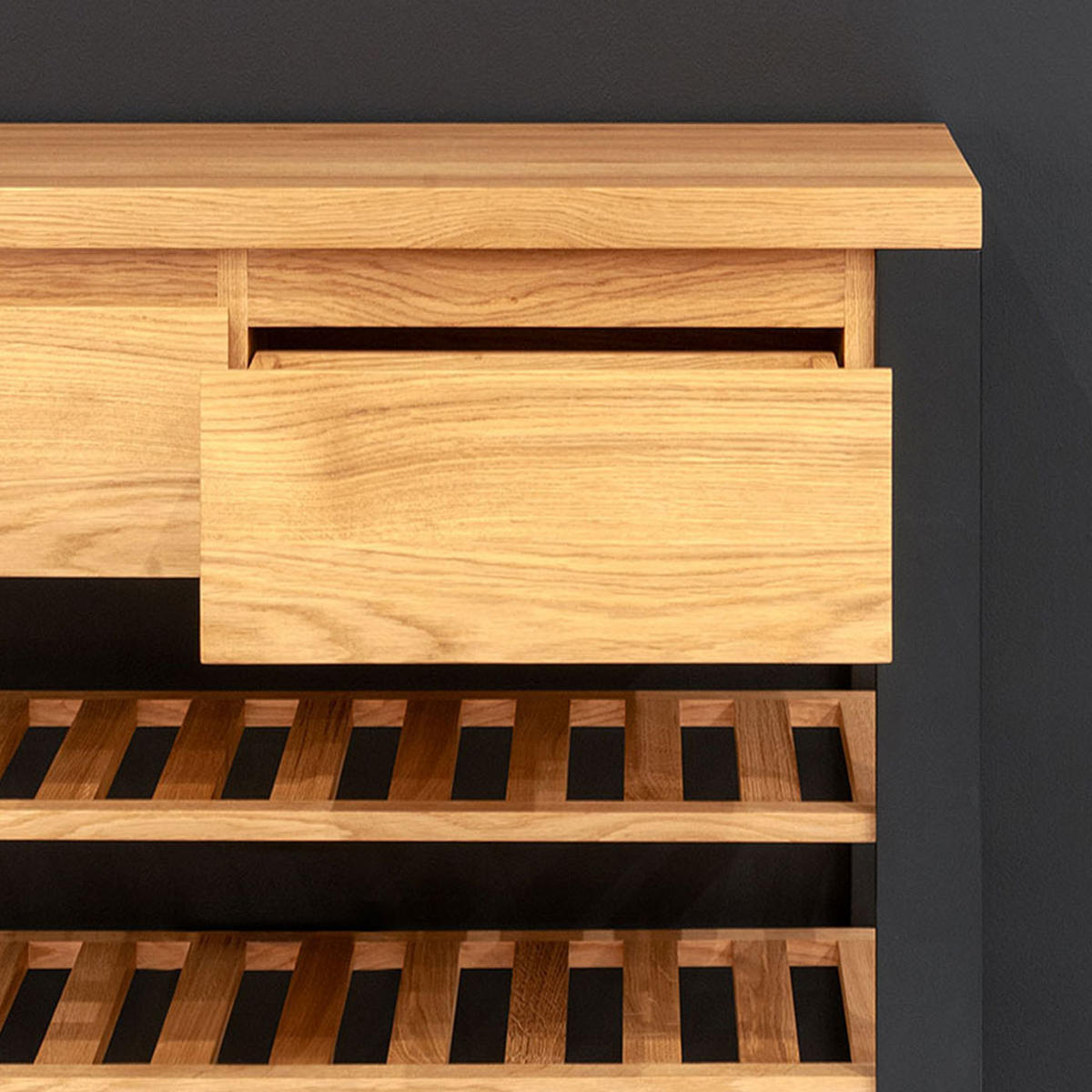 WEINREGAL Colet aus massivem Eichenholz - Eichefarben/Naturfarben, Holz (100/90/34cm) - Danzz