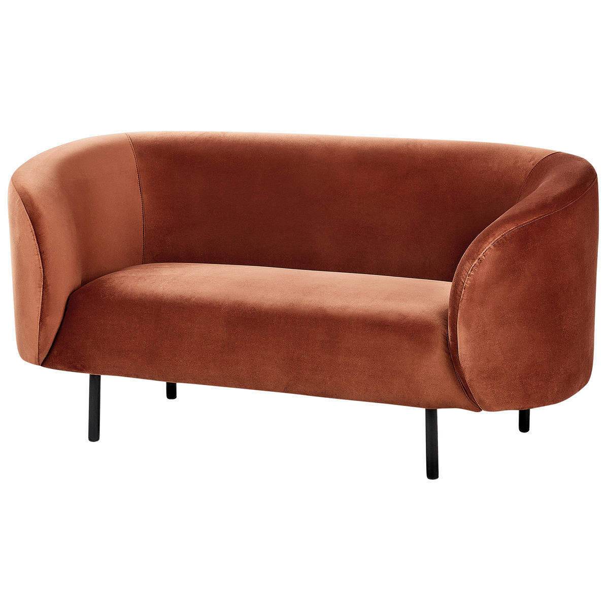 2-SITZER-SOFA Samtstoff orange/schwarz Loen - Schwarz/Orange, Textil (155/79/70cm) - Beliani