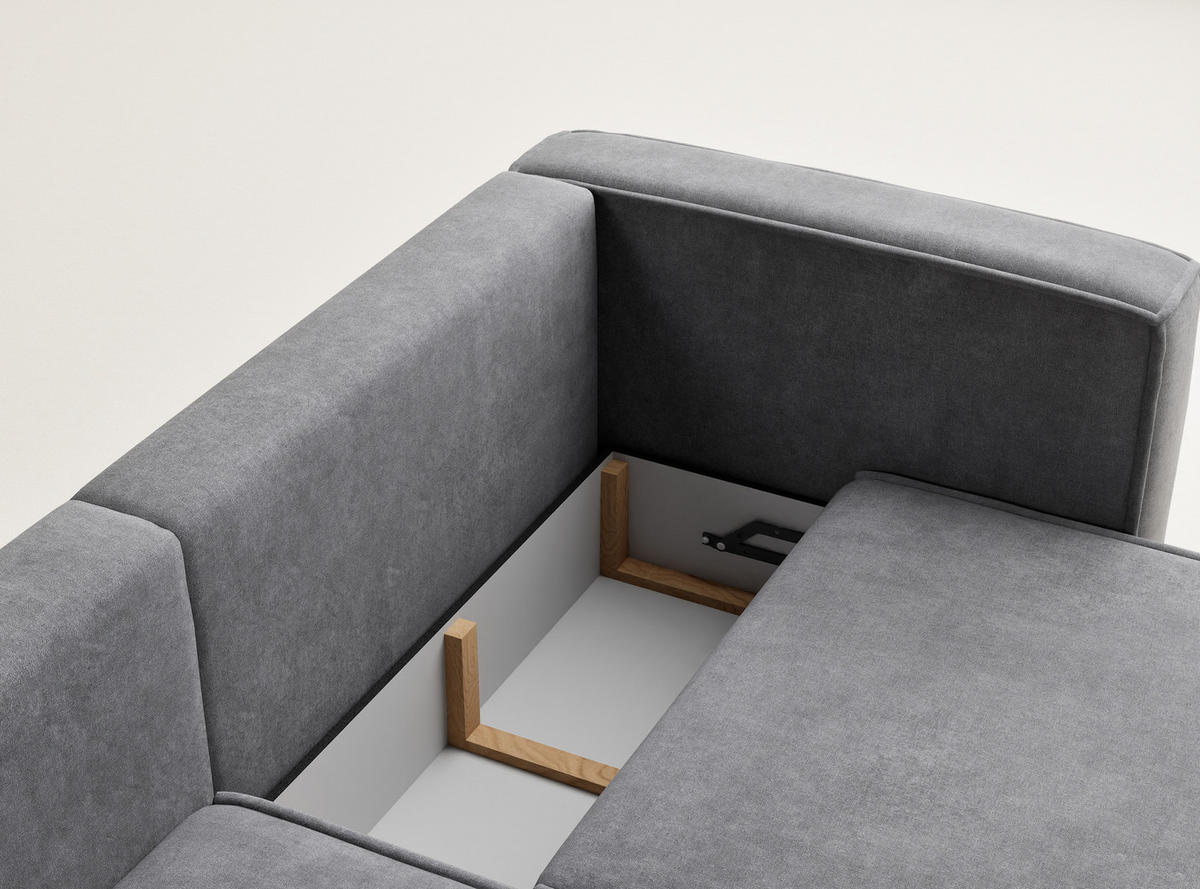 ECKSOFA MIT SCHLAFFUNKTION Velto Grau Webstoff - Schwarz/Grau, Holz/Holzwerkstoff (152/250cm) - Maison de Reve