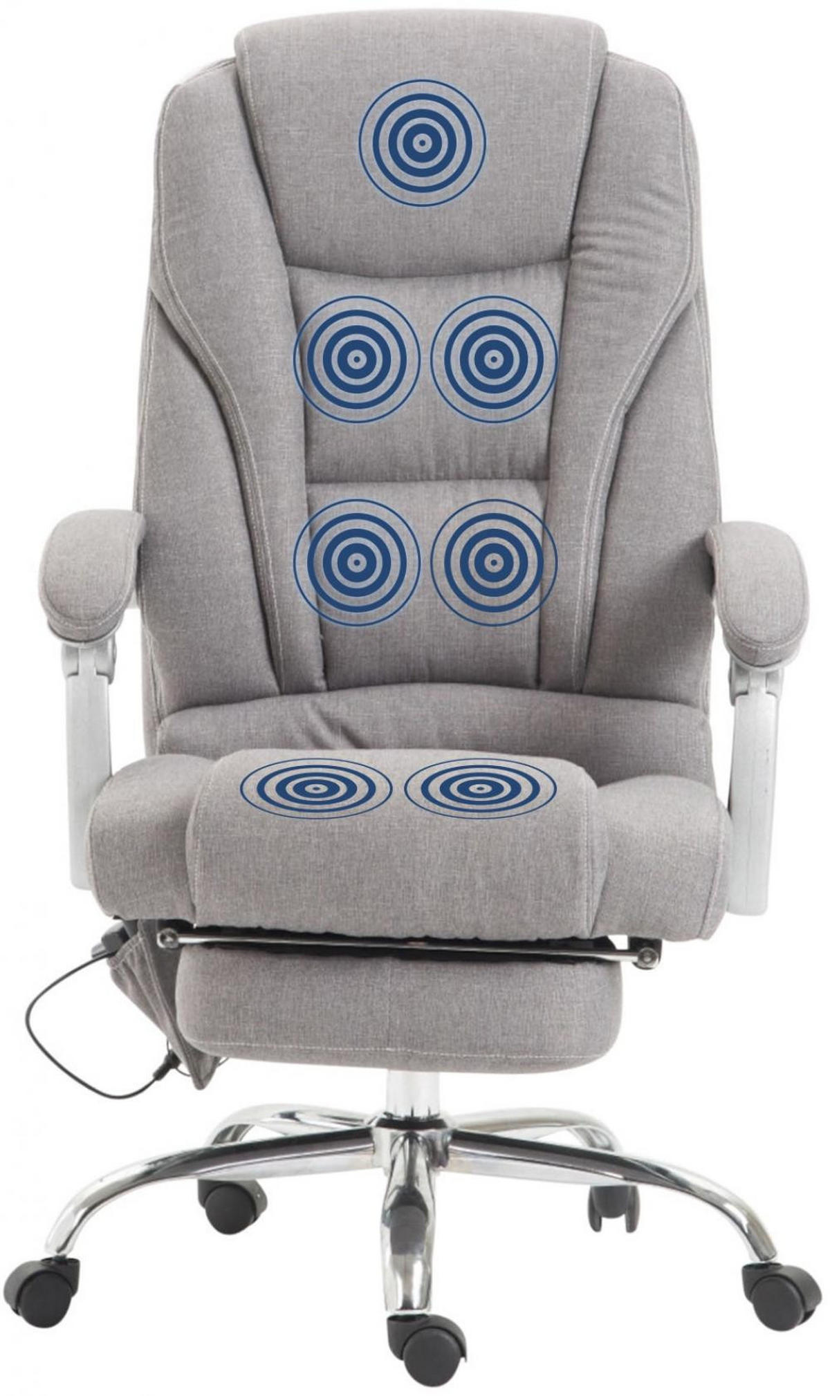 CHEFSESSEL Stoff grau - Chromfarben/Grau, Textil/Metall (68/118/64cm) - CLP