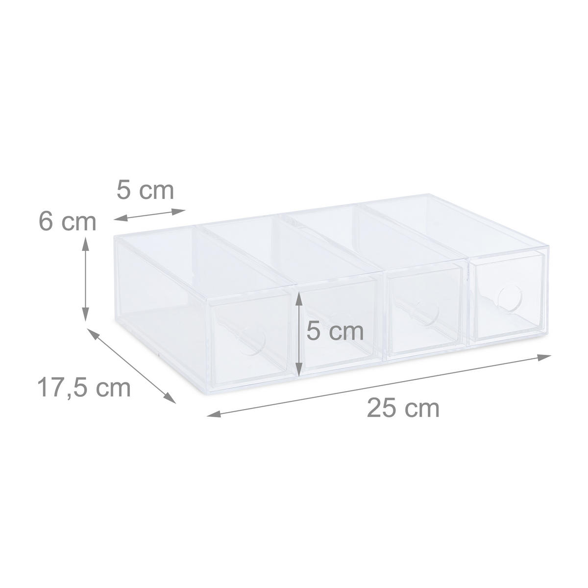 SCHUBLADENBOX - Transparent, Kunststoff (25/6/17.5cm) - Relaxdays