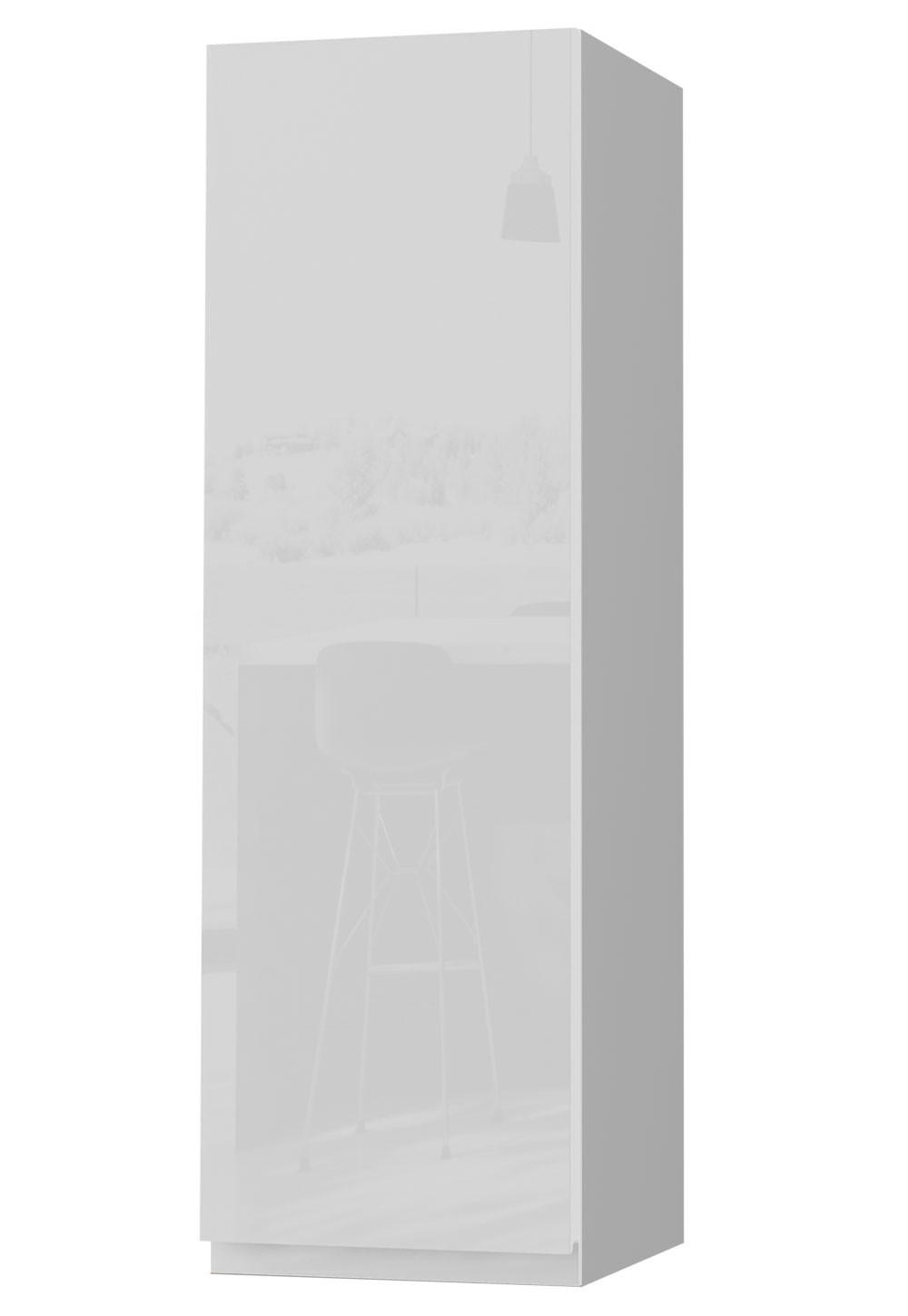 HÄNGESCHRANK Florence W4/30 Grau / RAL 9003 signalweiß HG 30 / 32,5 / 96cm - Türanschlag rechts - Weiß Hochglanz/Grau, Holz/Holzwerkstoff (30/96/32.5cm) - Feldmann-Wohnen