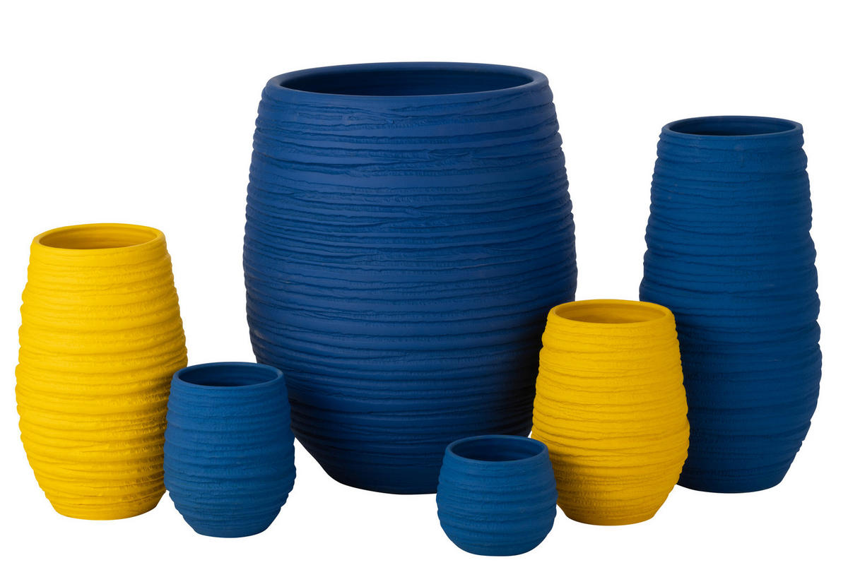 BLUMENTOPF FIESTA - Töpferei - Blau - L - Ø 44 cm - Blau, Keramik (44/60cm) - J-Line