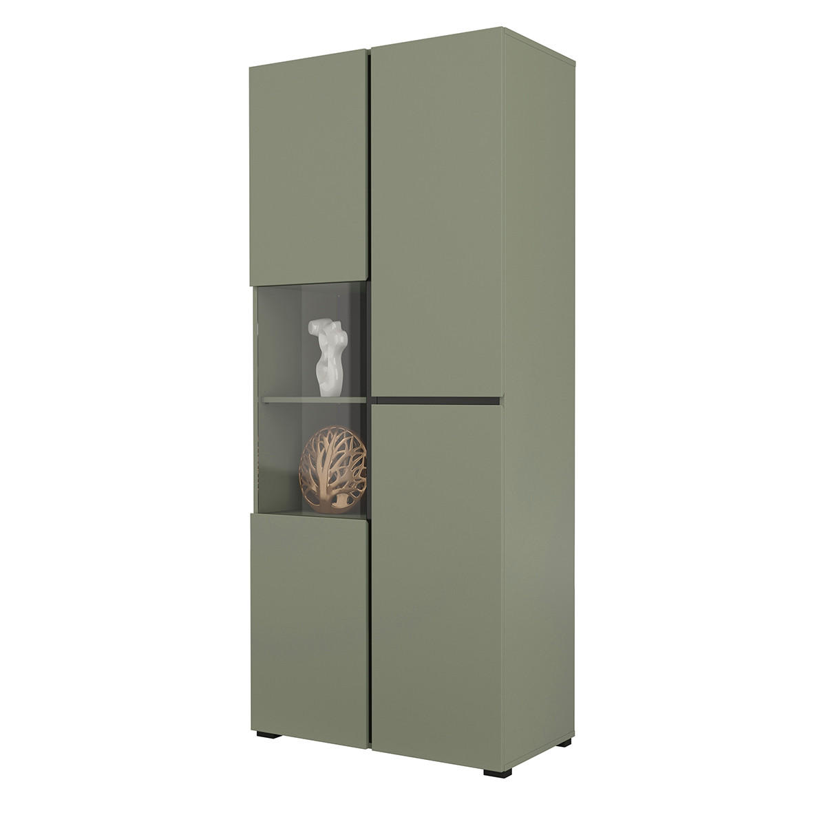 GESCHIRRSCHRANK Lilia Grün - Grün, Holzwerkstoff (79.5/183.5/40cm) - Petits-meubles