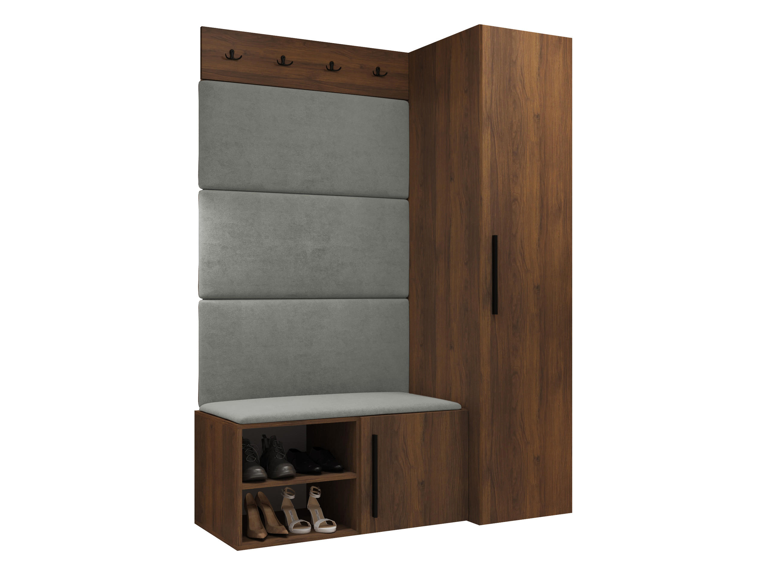 GARDEROBEN-SET Medi II - Nussbaumfarben/Schwarz, Holzwerkstoff/Kunststoff (40/191/50cm) - MIRJAN24