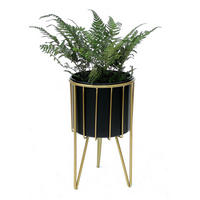 BLUMENHOCKER rund Metall Gold/Schwarz 22/22/40 cm - Gelb, Metall (22/22/40cm) - DanDiBo