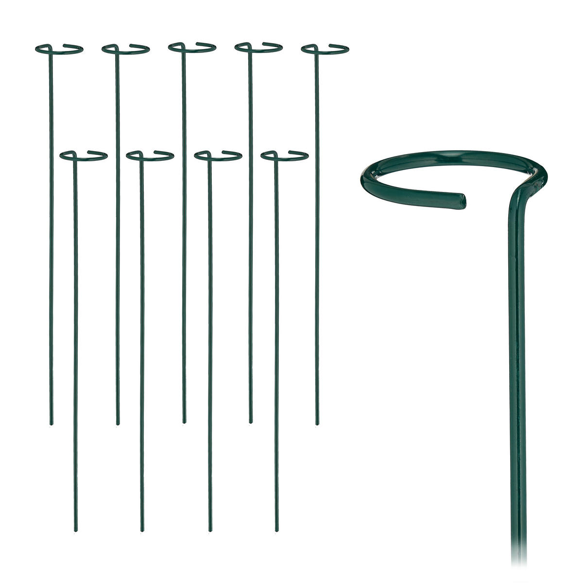 10XPFLANZSTÄBE - Dunkelgrün, Metall (6/60/6cm) - Relaxdays