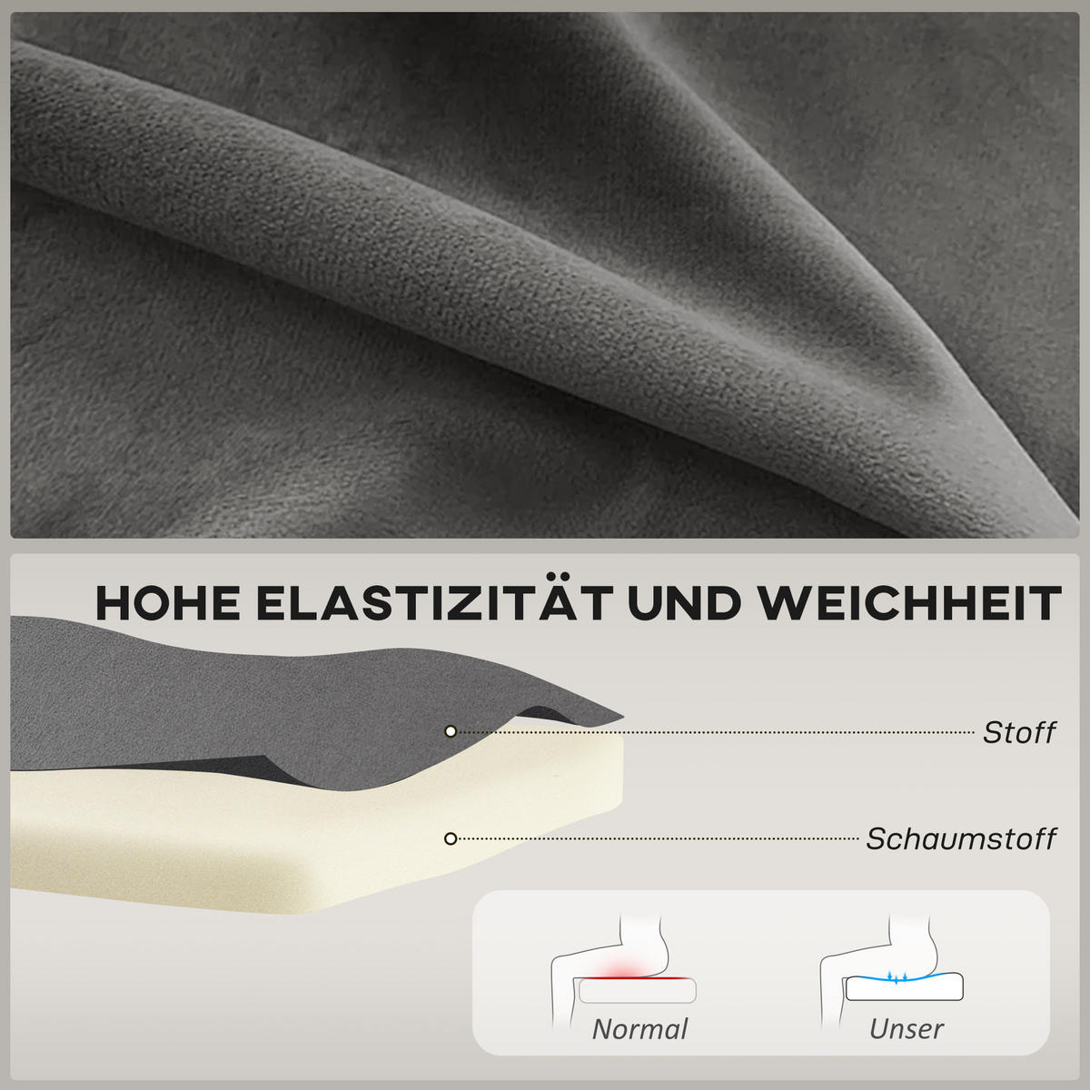 SOFA Polyester Dunkelgrau - Dunkelgrau, Holz/Textil (56.5/77/117cm) - HOMCOM