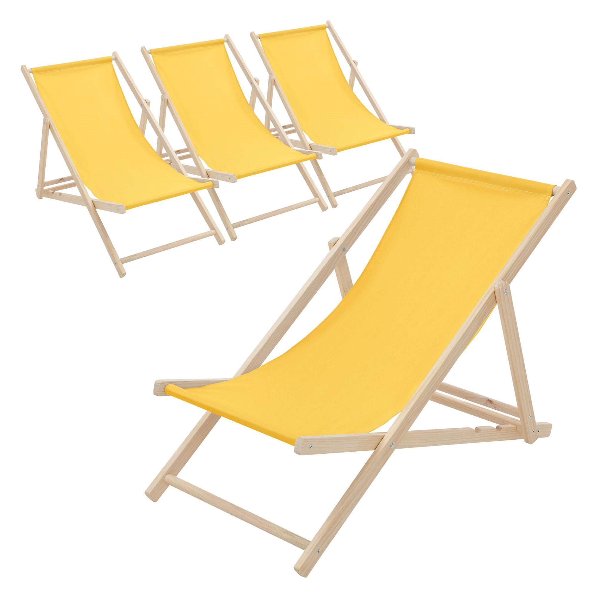 LIEGESTUHL 4er Set Gelb - Gelb, Holz (57.5/83/100cm) - ECD-Germany