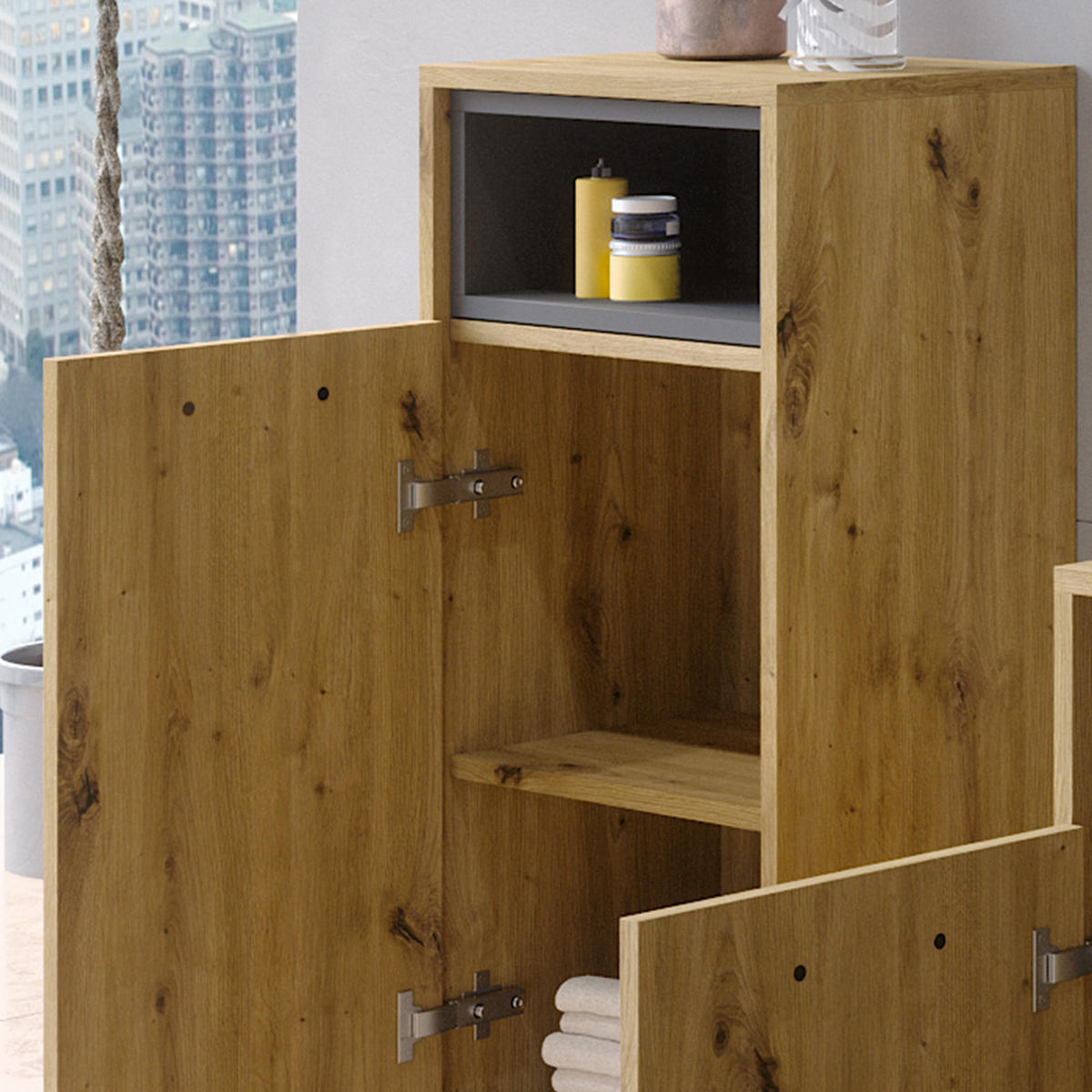 MIDISCHRANK Beatrice Artisan-Eiche 38 x 93 cm - Eiche Artisan, Holzwerkstoff (30/93/38cm) - Vicco