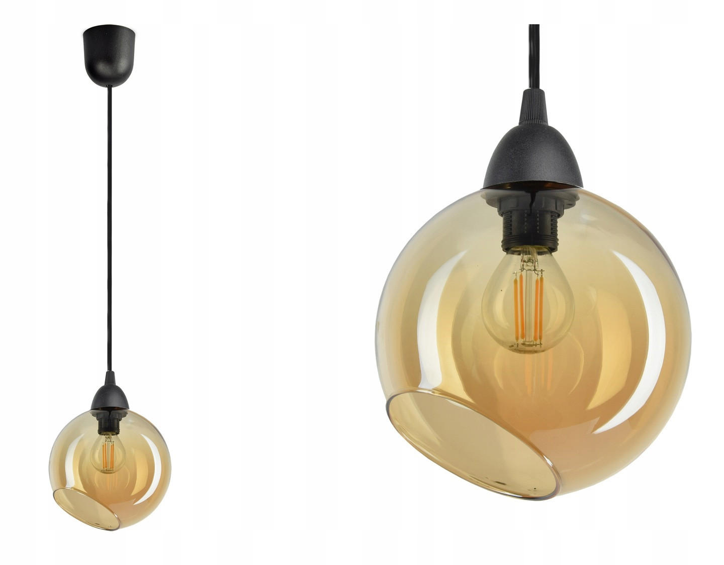 PENDELLEUCHTE Kogel - Transparent/Schwarz, Glas/Metall (15/15/80cm) - kiki design