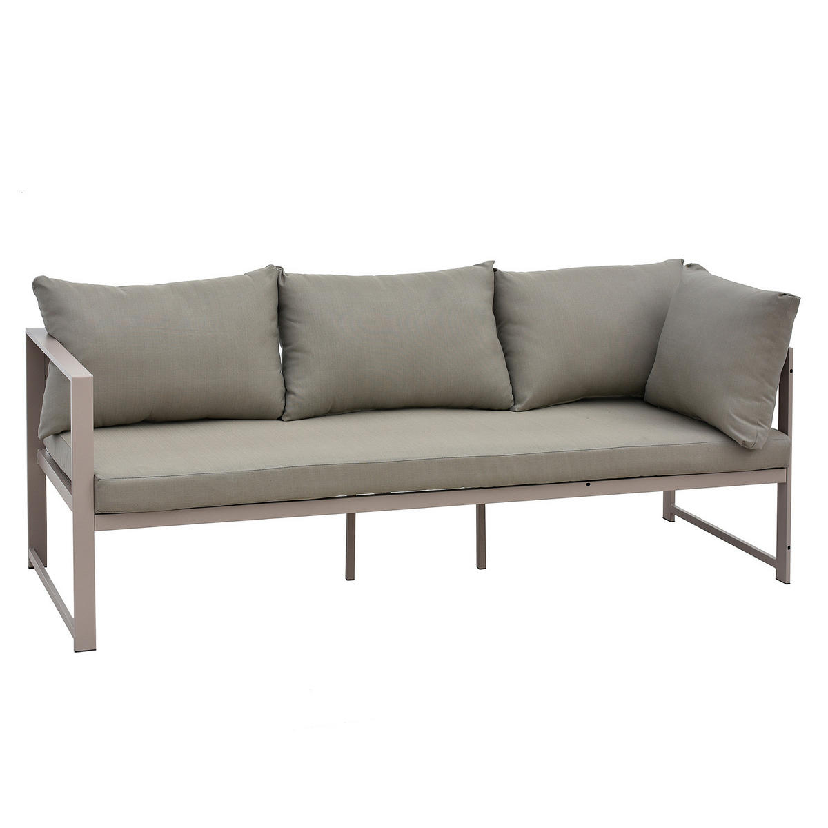 DINING-LOUNGESET - 6-teilig - Eisen / Polyester - Taupe, Textil/Metall - home24