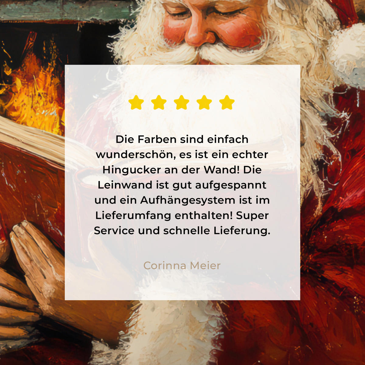 LEINWANDBILD Weihnachten - Weihnachtsmann - Winter - Open Fireside 60x80 cm - Dunkelrot, Textil (60/80cm) - MuchoWow
