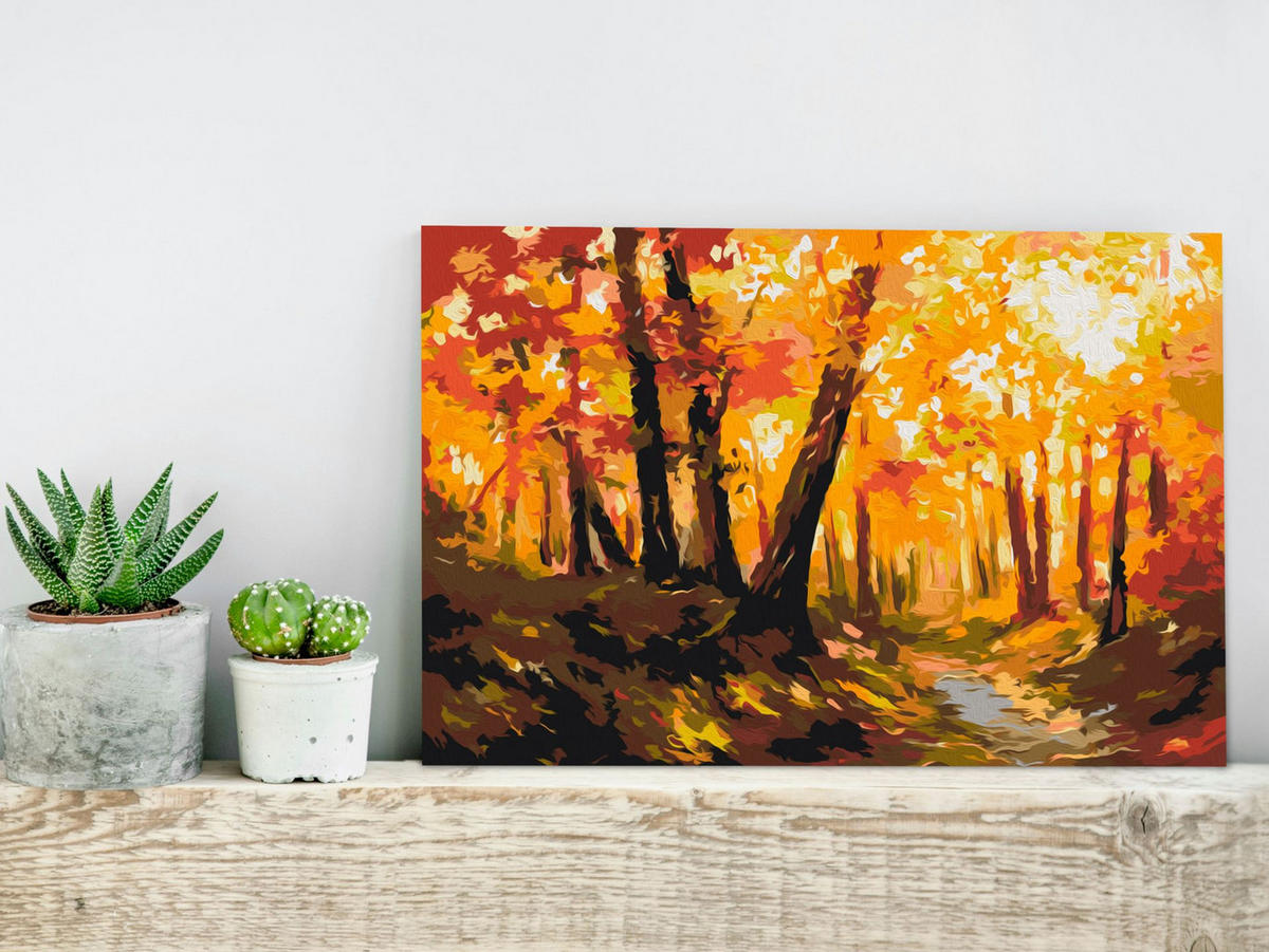 MALEN NACH ZAHLEN 50/40 cm - Braun/Orange, Textil (1.4/40cm) - KUNSTLOFT