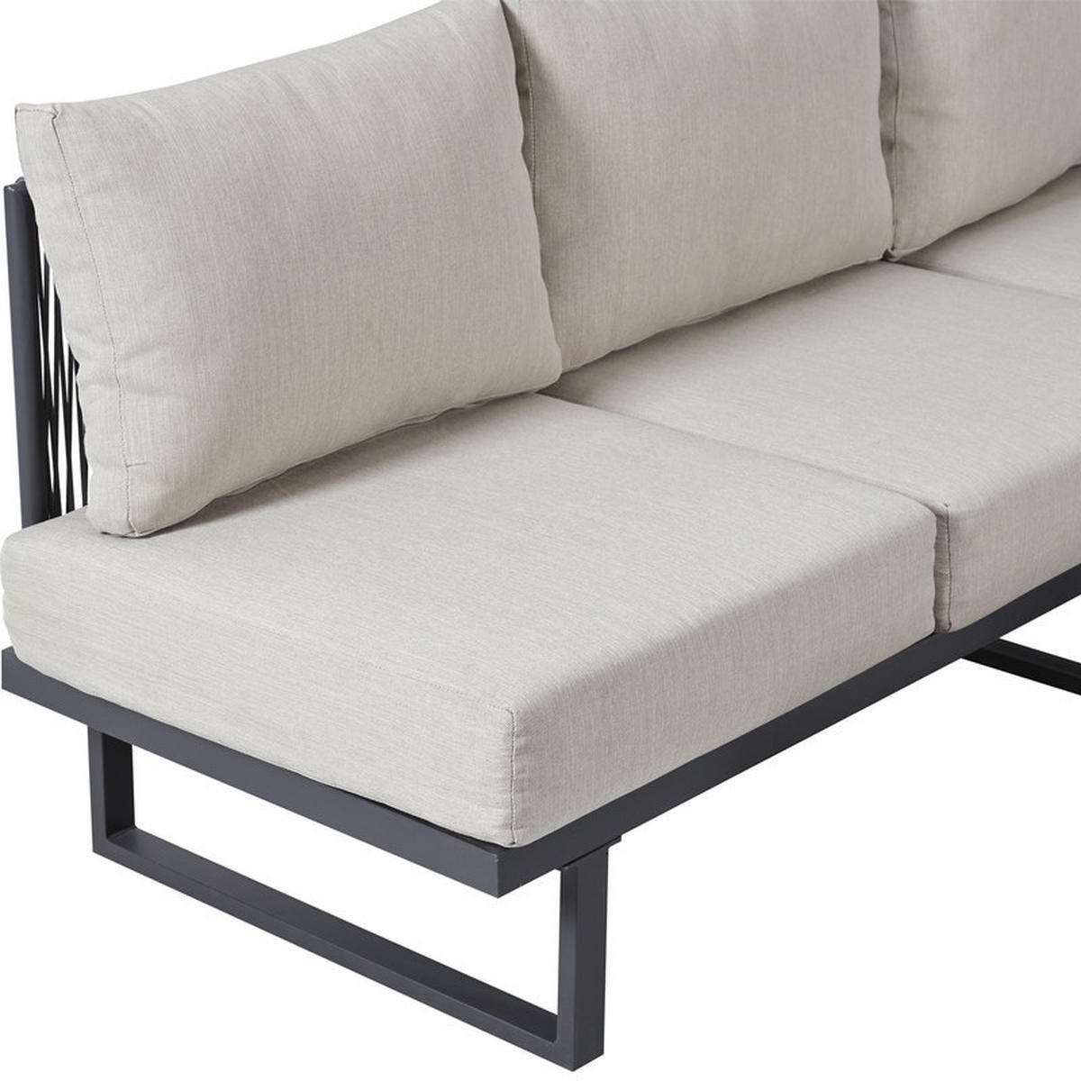 GARTENLOUNGESET GRAUBEIGE mit umwandelbarem Relaxbett und Couchtisch - Beige, Textil - BLACKCUP