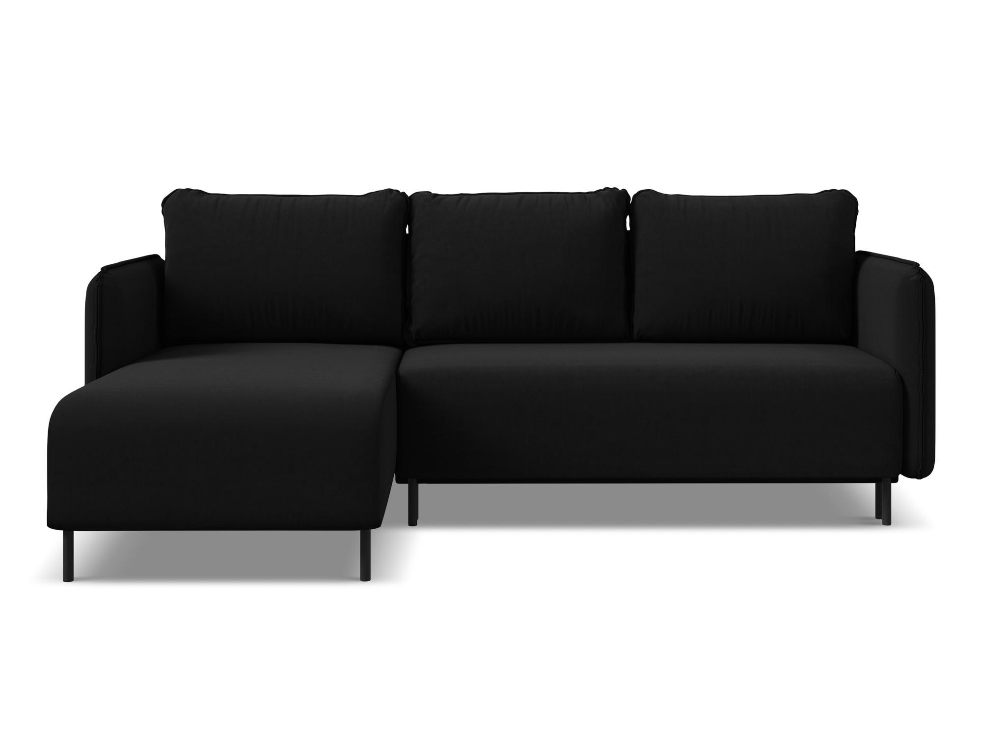 ECKSOFA mit Schlaffunktion Samt Stoff Schwarz - Schwarz, Holz/Textil (162/236cm) - Makamii